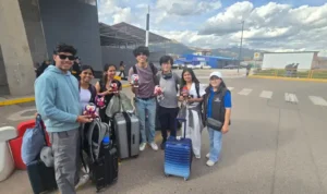 Travelers arriving at Cusco Airport after landing in the Andes