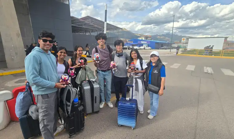 Travelers arriving at Cusco Airport after landing in the Andes